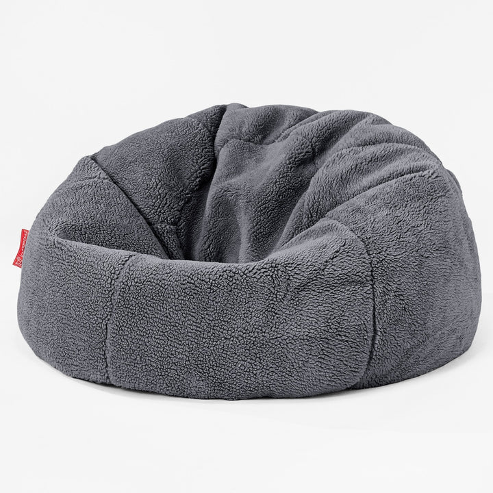 CloudSac 200 XXL Memory-Schaum Kinder Sitzsack 2-12 jahren - Teddy Kunstfell Dunkelgrau 01
