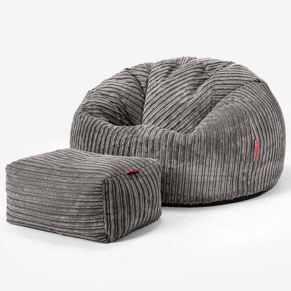 Klassischer Sitzsack Sessel - Cord Schiefergrau 01