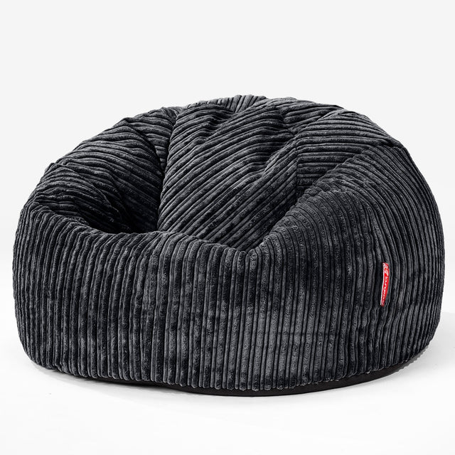 Klassischer Sitzsack Sessel - Cord Schwarz 01