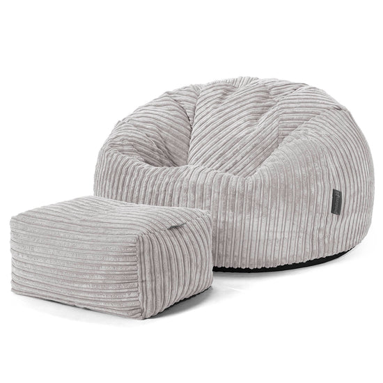 Klassischer Sitzsack Sessel - Cord Silbergrau 02