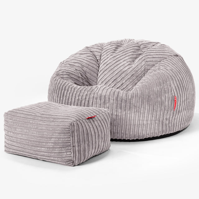 Klassischer Sitzsack Sessel - Cord Silbergrau 02