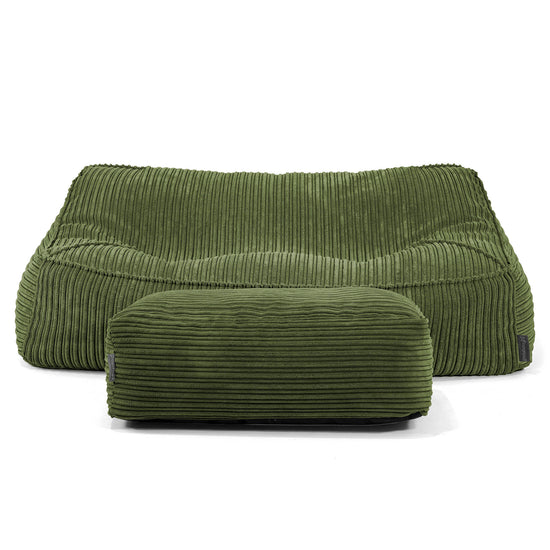 Das Slouchy Sitzsack Sofa - Cord Nadelwaldgrün 01