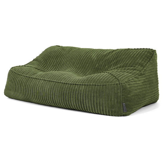 Das Slouchy Sitzsack Sofa - Cord Nadelwaldgrün 02