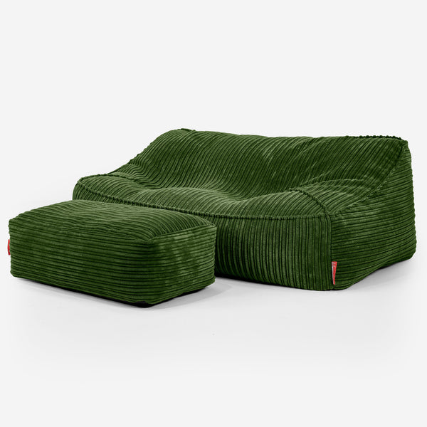 Das Slouchy Sitzsack Sofa - Cord Nadelwaldgrün 03