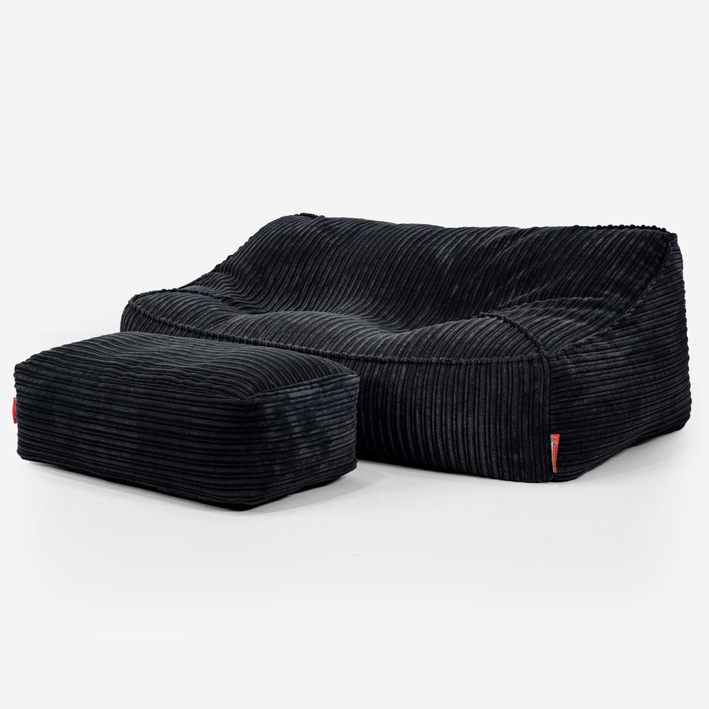 Das Slouchy Sitzsack Sofa - Cord Schwarz 02
