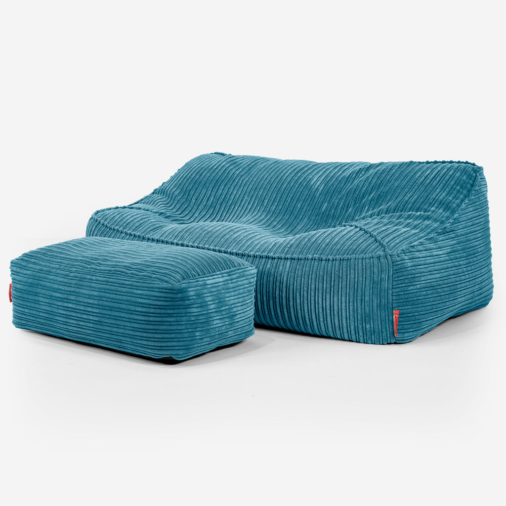 Das Slouchy Sitzsack Sofa - Cord Türkis 02