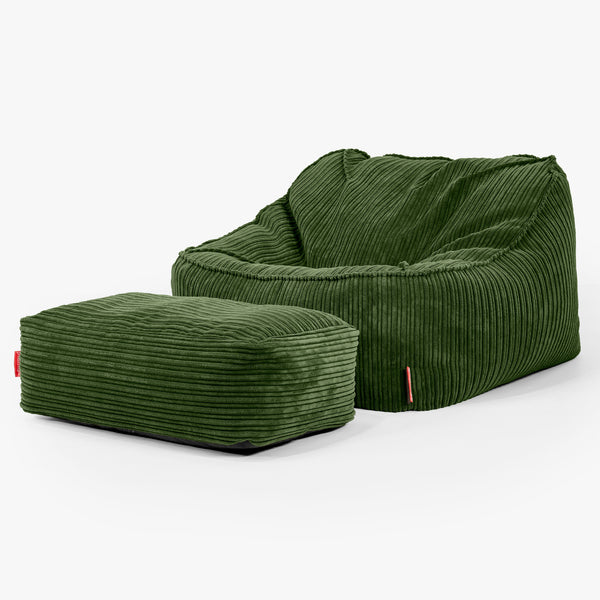 Der Slouchy Sitzsack Sessel - Cord Nadelwaldgrün 03