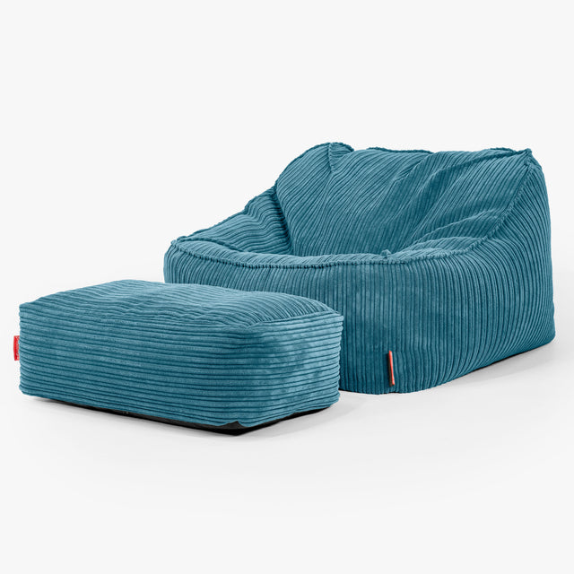 Der Slouchy Sitzsack Sessel - Cord Türkis 02