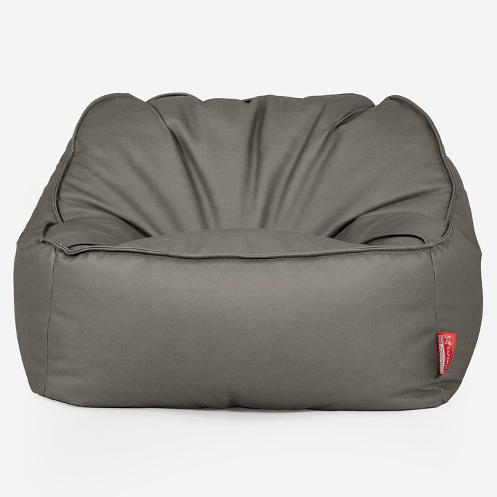 Der Slouchy Sitzsack Sessel - Veganes Leder Grau 01