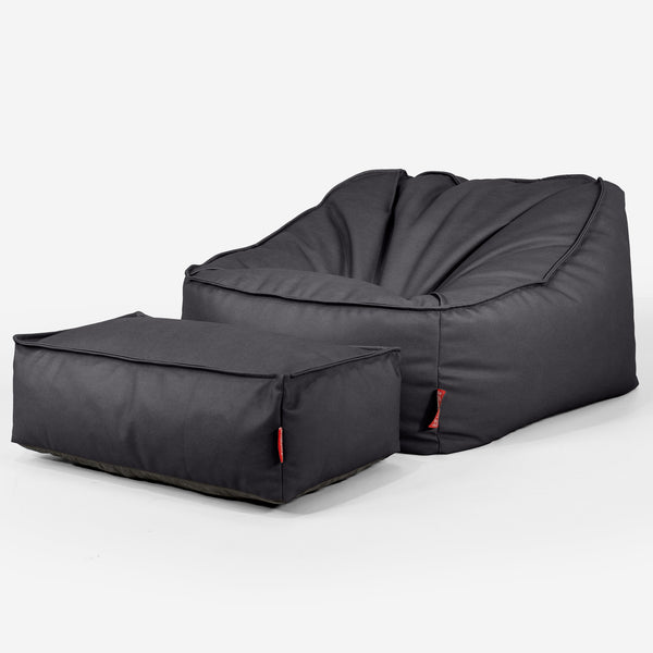 Der Slouchy Sitzsack Sessel - Veganes Leder Schwarz 03