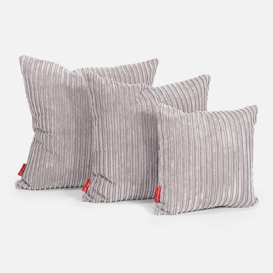 Extra Große Dekokissen / Sofa Kissenbezug 70 x 70cm - Cord Silber 02
