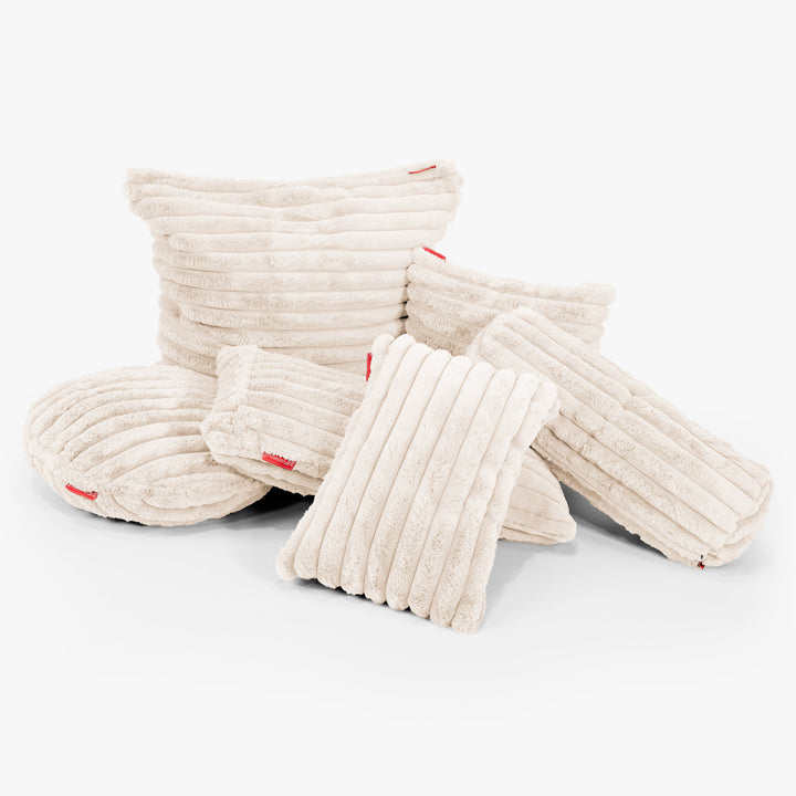 Extra Große Dekokissen / Sofa Kissenbezug 70 x 70cm - Ultra Plüsch Cord Creme 03