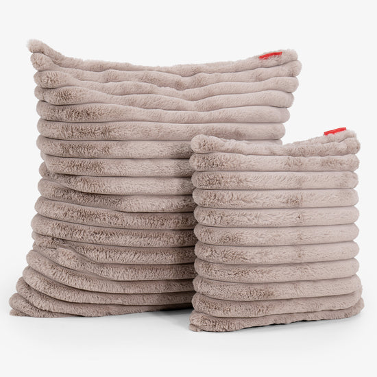 Extra Große Dekokissen / Sofa Kissenbezug 70 x 70cm - Ultra Plüsch Cord Nerzfarben 02