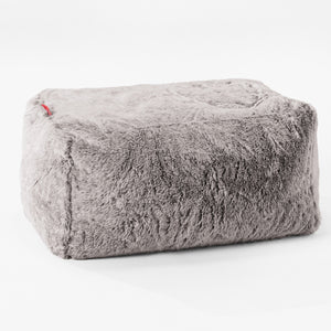 Kleiner Fußhocker - Kaninchen Kunstfell Hellgrau