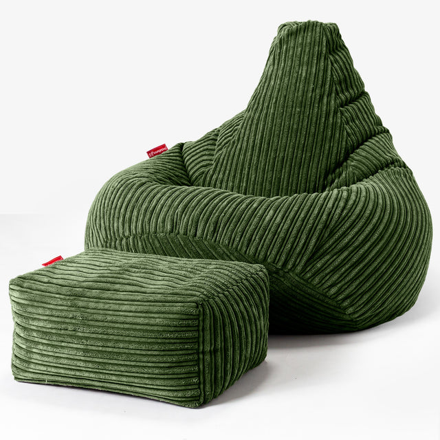 Gaming Sitzsack Sessel - Cord Nadelwaldgrün 01