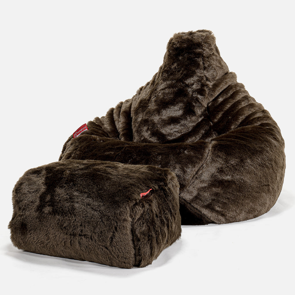 Gaming Sitzsack Sessel - Kunstfell Braun 01