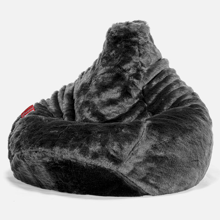 Gaming Sitzsack Sessel - Kunstfell Schwarz 02
