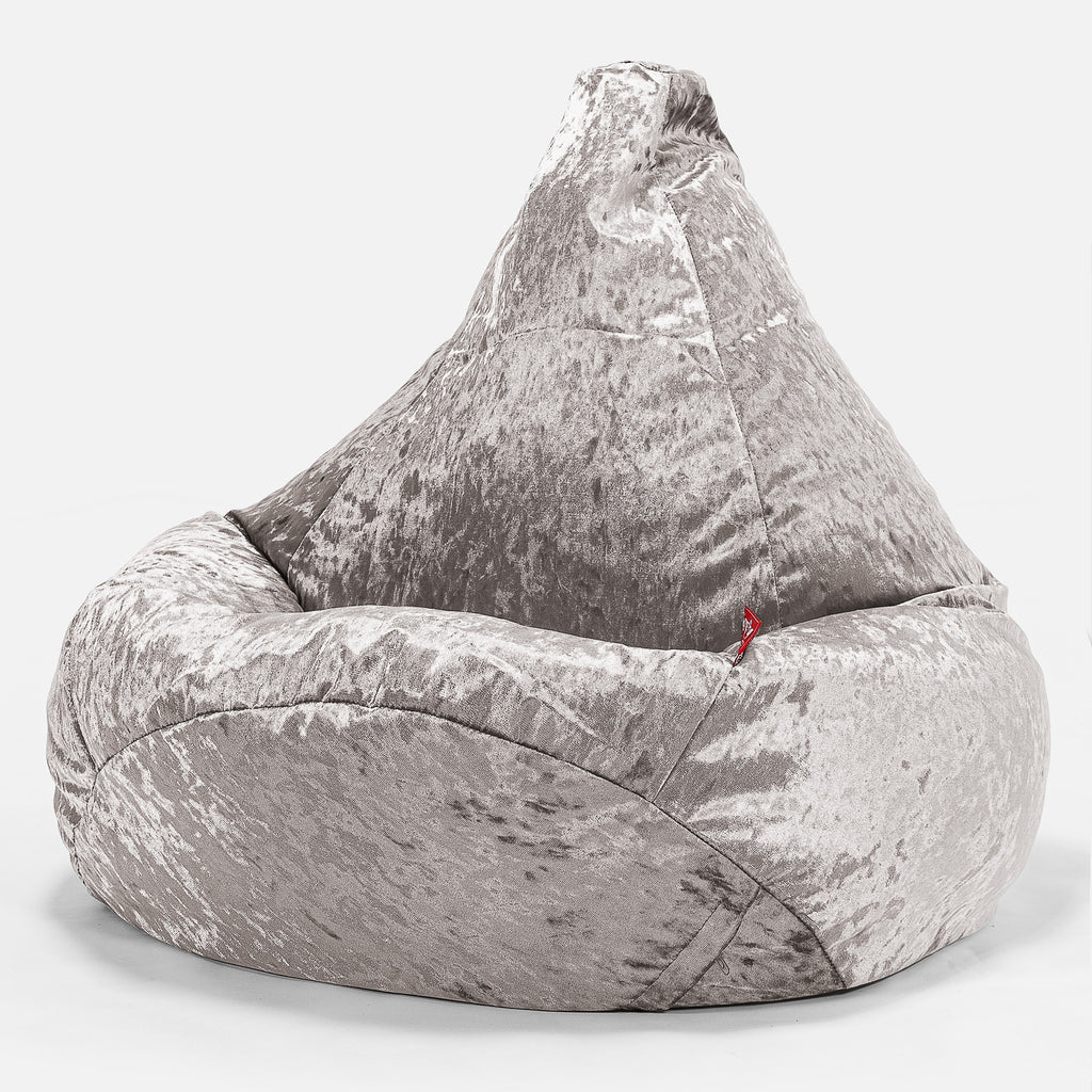 Gaming Sitzsack Sessel - Retro-Samt Silber 02