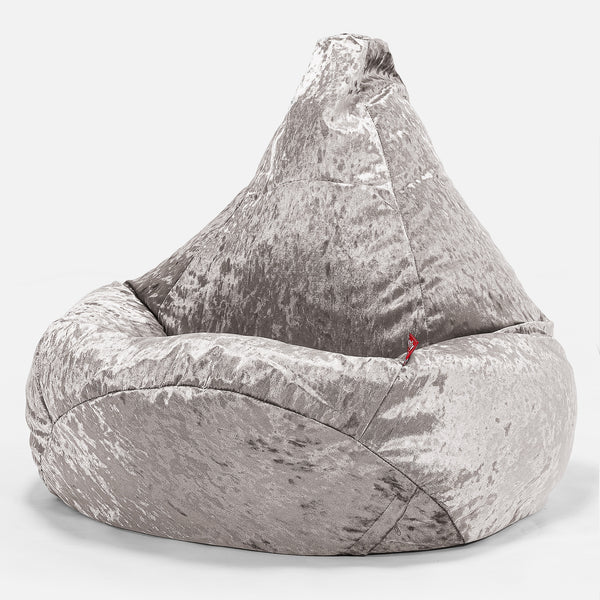 Gaming Sitzsack Sessel - Retro-Samt Silber 01