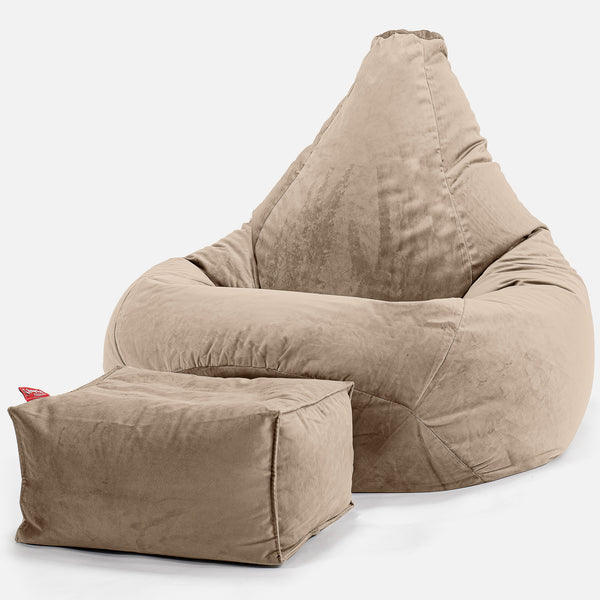 Gaming Sitzsack Sessel - Samt Nerzfarben 01