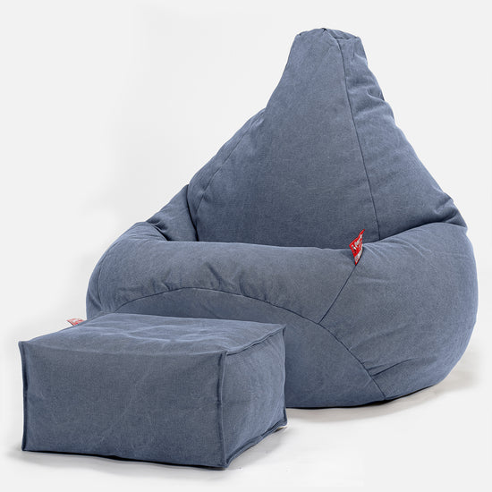Gaming Sitzsack Sessel - Stonewashed-stoff Marineblau 01