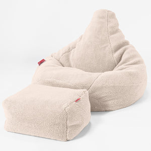 Gaming Sitzsack Sessel - Teddy Kunstfell Creme