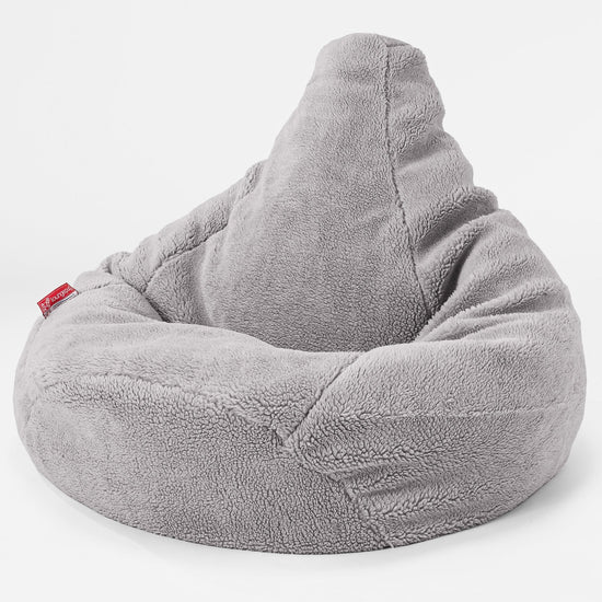 Gaming Sitzsack Sessel - Teddy Kunstfell Mittelgrau 01