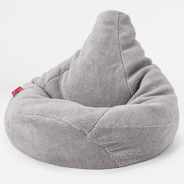 Gaming Sitzsack Sessel - Teddy Kunstfell Mittelgrau 04