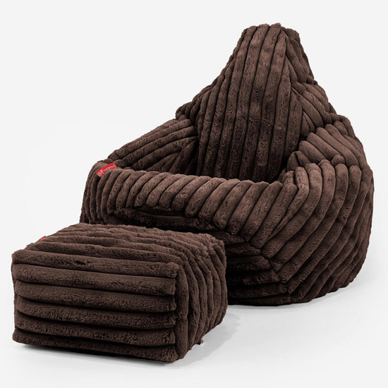 Gaming Sitzsack Sessel - Ultra Plüsch Cord Nussbraun 01