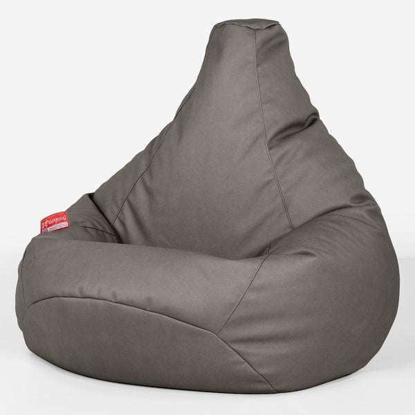 Gaming Sitzsack Sessel - Veganes Leder Grau 01