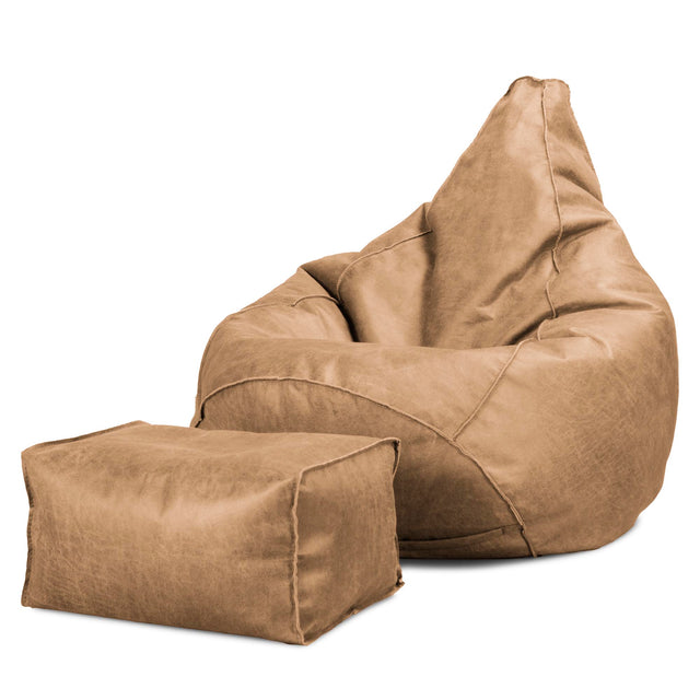 Gaming Sitzsack Sessel - Vintage Leder Goldbraun 02