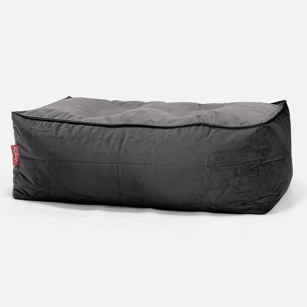 Groß Fußhocker Pouf - Samt Schiefergrau 01
