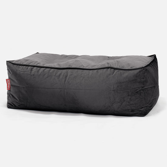 Groß Fußhocker Pouf - Samt Schiefergrau 01
