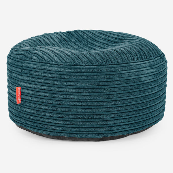 Großer runder Fußhocker - Cord Blaugrün 01