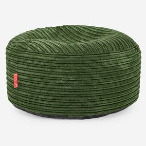 Großer runder Fußhocker - Cord Nadelwaldgrün