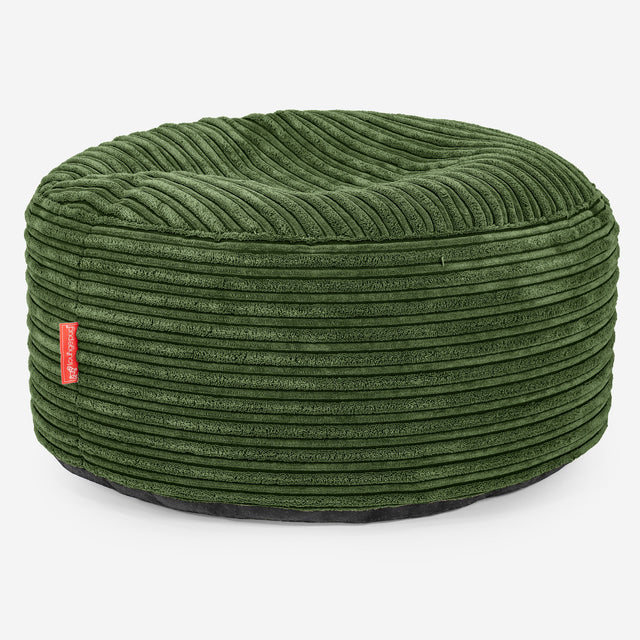 Großer runder Fußhocker - Cord Nadelwaldgrün 01