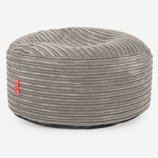 Großer runder Fußhocker - Cord Nerzfarben 01