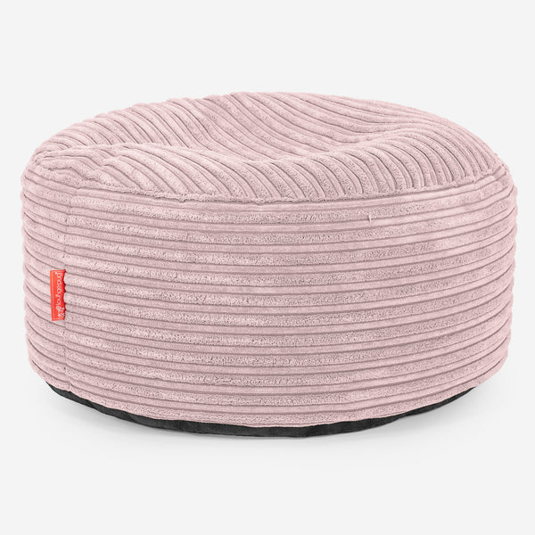 Großer runder Fußhocker - Cord Rosa 01