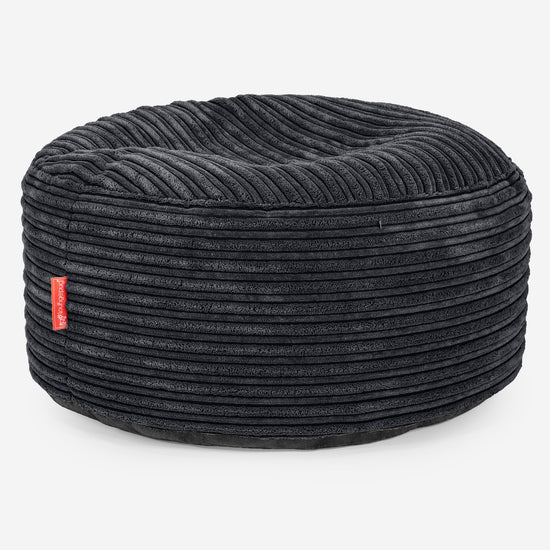 Großer runder Fußhocker - Cord Schwarz 01