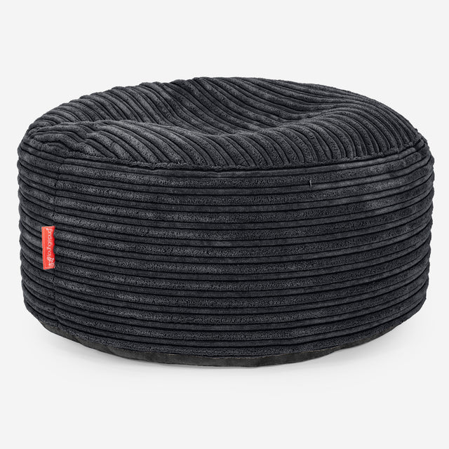 Großer runder Fußhocker - Cord Schwarz 01