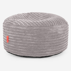Großer runder Fußhocker - Cord Silbergrau