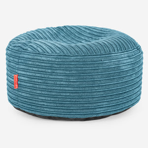 Großer runder Fußhocker - Cord Türkis