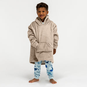 Hoodie Decke für Kinder - Fleece Crème / Nerzfarben