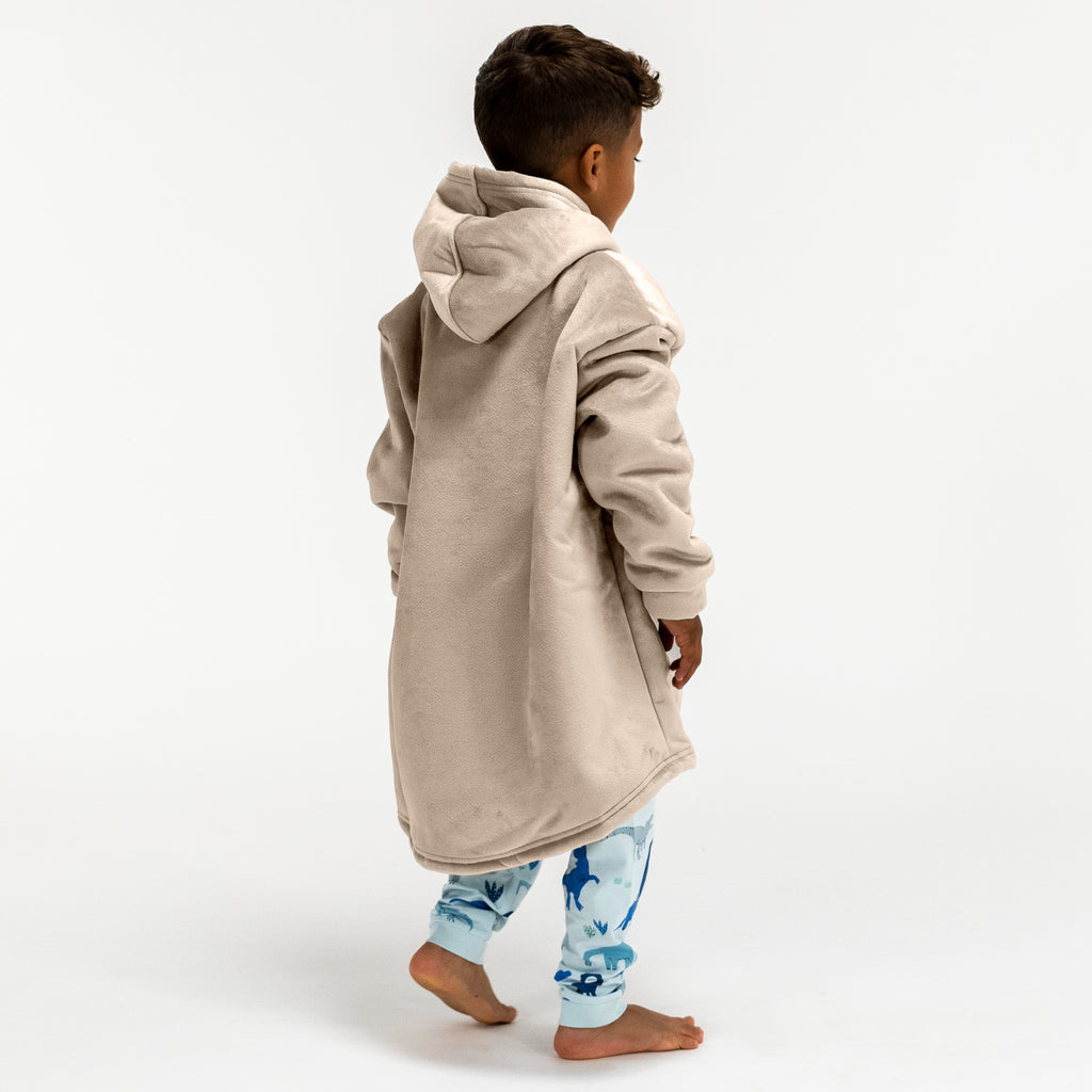 Hoodie Decke für Kinder - Fleece Crème / Nerzfarben 04
