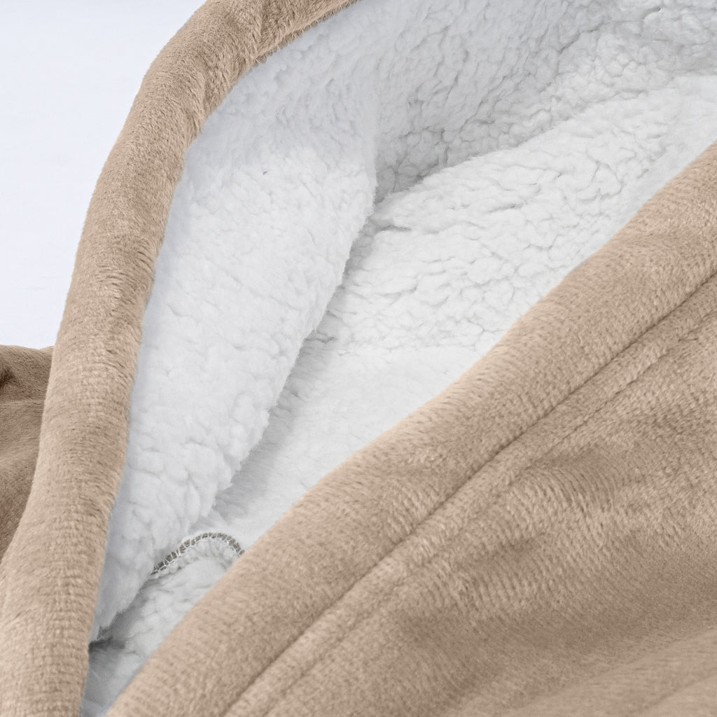 Hoodie Decke für Kinder - Fleece Crème / Nerzfarben 06