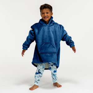 Hoodie Decke für Kinder - Fleece Dunkelblau