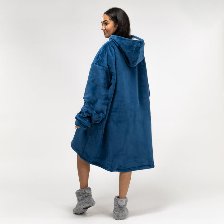 Hoodie Decke mit Reißverschluss für Erwachsene - Fleece Dunkelblau 03
