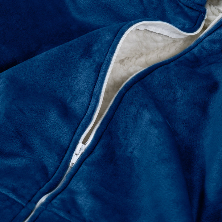 Hoodie Decke mit Reißverschluss für Erwachsene - Fleece Dunkelblau 05