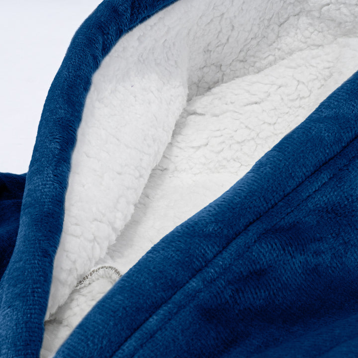 Hoodie Decke mit Reißverschluss für Erwachsene - Fleece Dunkelblau 06
