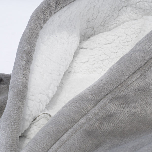 Hoodie Decke mit Reißverschluss für Erwachsene - Fleece Grau Fabric Close-up Image